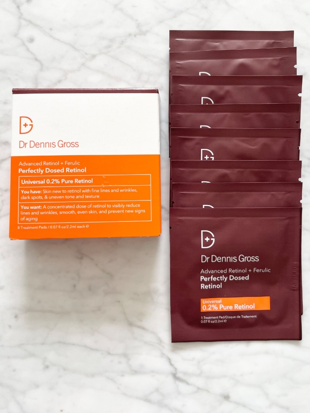 NWT DR DENNIS GROSS Perfectly Dosed Retinol 0.2% + Ferulic Treatment Pads 8-Pack